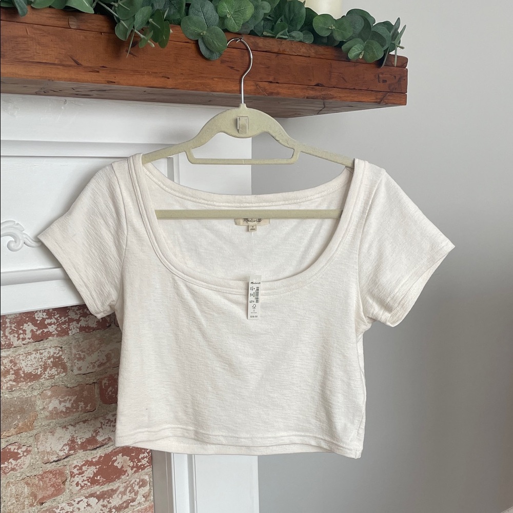 NWT Madewell Off-White Scoop Neck Crop Top